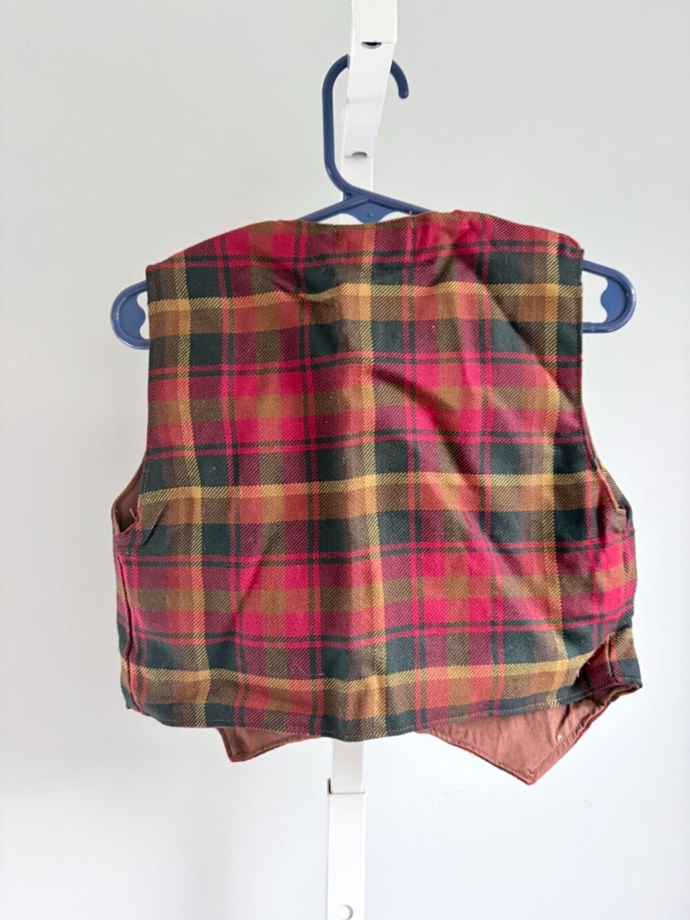 Vintage Mr Toodle Wool Plaid Vest Kids Sz 5 Red Green Tartan Fall Waistcoat - Picture 5 of 7